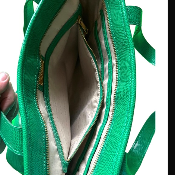 Ralph Lauren Green Textured Leather Zip Satchel 13x9x4.5” - Picture 11 of 15